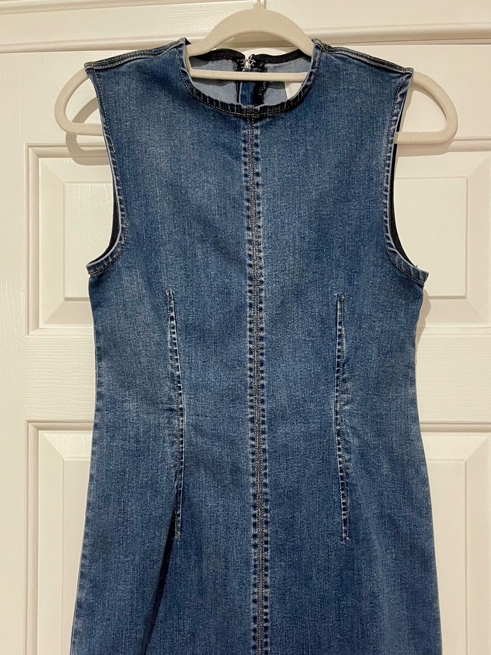 Reformation Kendi Denim Midi Dress Size 4 Sleeveless Column Dress - Picture 8 of 12